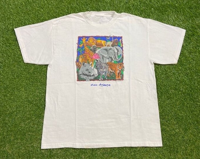 Vintage Atlanta Zoo T Shirt Tee Size Large L Georgia Animals Nature Environment Classic Safari Jungle 1990s 90s