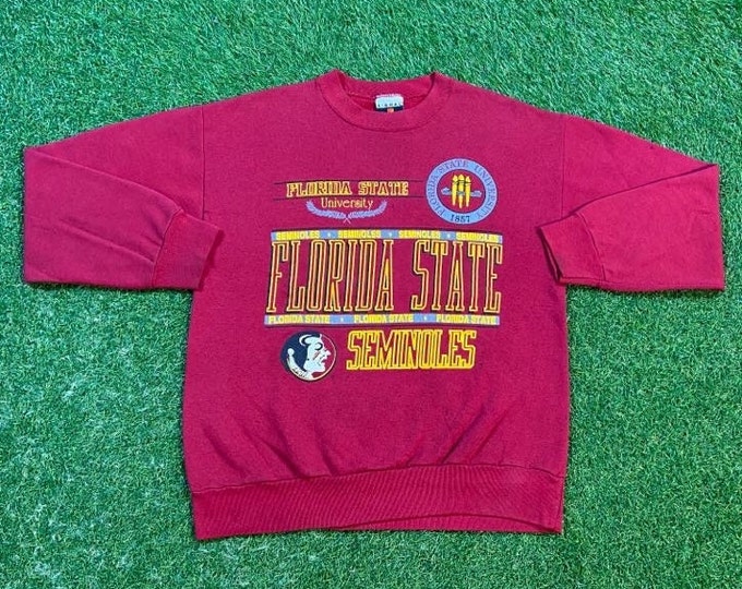 Vintage Florida State University Seminoles Crewneck Sweatshirt Made USA Size Large L NCAA College Football FSU 1990s 90s Pull Over