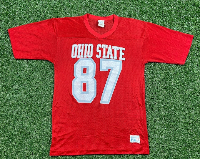 Vintage Ohio State University Jersey Logo 7 Made USA Size Medium M Cleveland NCAA College Buckeyes Classic Football Basketball 1980s 80s 87