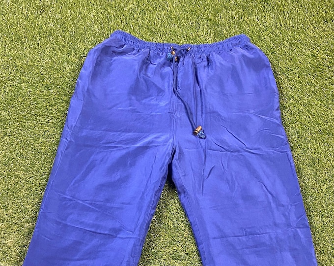Vintage Plain Blue Windbreaker Pants Size Large L Classic Sportswear Quality Fit 1980s 80s Jogger