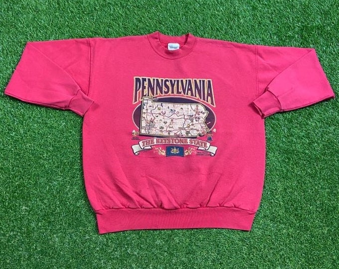 Vintage Pennsylvania Crewneck Sweatshirt Size Large L Keystone State Eagles Phillies 76ers Quality Comfy Great Fit Original 90s Pull Over