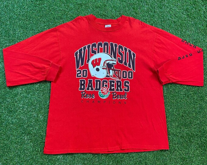 Vintage University of Wisconsin Badgers 2000 Rose Bowl Champions Long Sleeve Shirt Size Xtra Large XL Bucky Badger NCAA College Football 00s