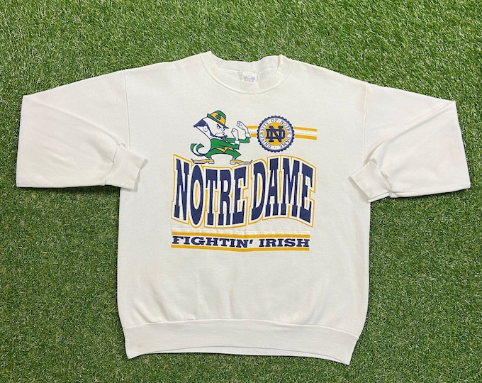 Vintage Notre Dame University Crewneck Sweatshirt Made USA Size Xtra Large XL NCAA College Football Fighting Irish Pull Over Oversized