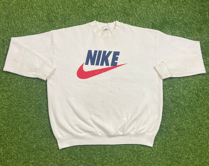 Vintage Nike Crewneck Sweatshirt Made USA Size XL Just Do It! 1990s Athletic Wear Original Classic Soft Pull Over Oversized Swoosh Check