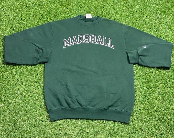 Vintage Marshall University Crewneck Sweatshirt Champion Size Medium M NCAA College Football Huntington West Virginia Pull Over 1990s 90s