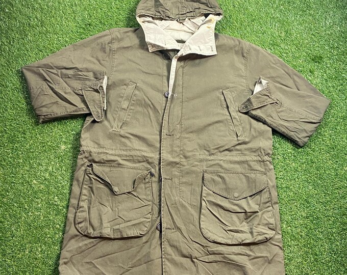 Vintage Nautica Reversible Parka Button Up Jacket Size Large L Quality Warm Hunting Winter Fashion Coat Hiking 1990s 90s