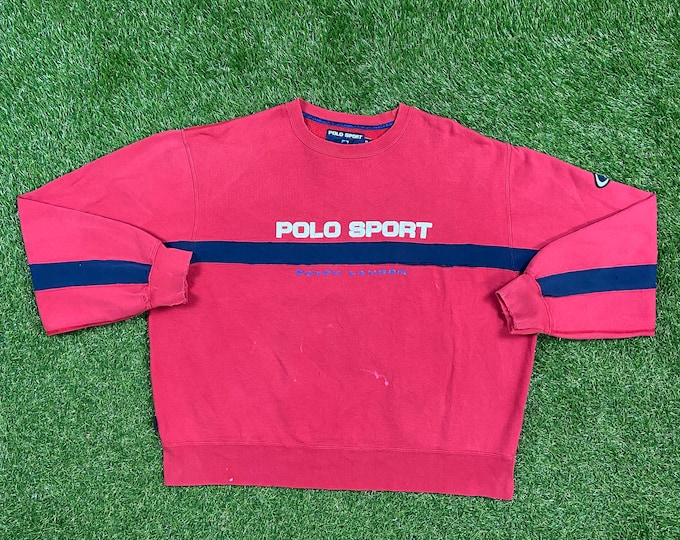 Vintage Polo Sport Ralph Lauren Crewneck Sweatshirt Sweater Quality 90s Size Xtra Large XL RL American Apparel Bear Pull Over Comfy Warm