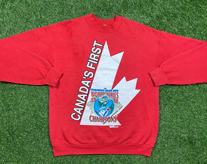 Vintage Toronto Blue Jays 1992 World Series Champions Crewneck Sweatshirt Fruit of the Loom Made USA Size Xtra Large XL MLB Baseball Canada