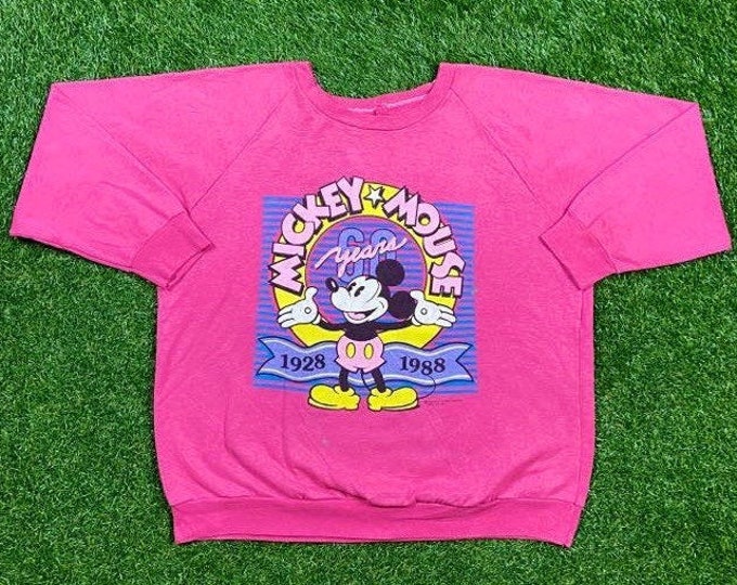 Vintage Mickey Mouse Crewneck Sweatshirt Size Large L Walt Disney World WDW Disneyland Magic Kingdom Pull Over 1980s 80s