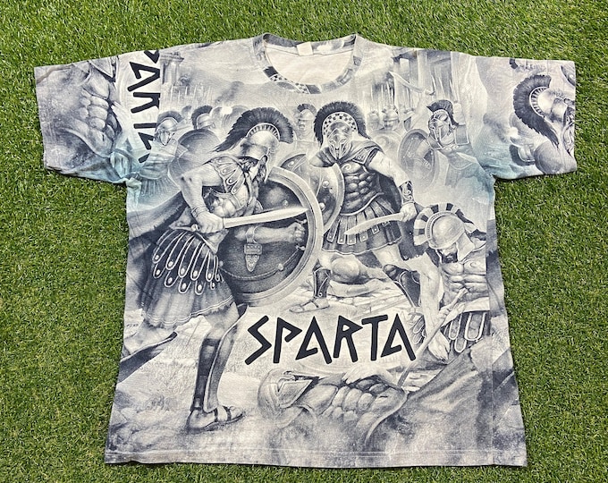 Vintage Sparta T Shirt Tee Made in Greece Size XXL 2XL Greek Ancient Greece Empire Spartans Roman Republic 300