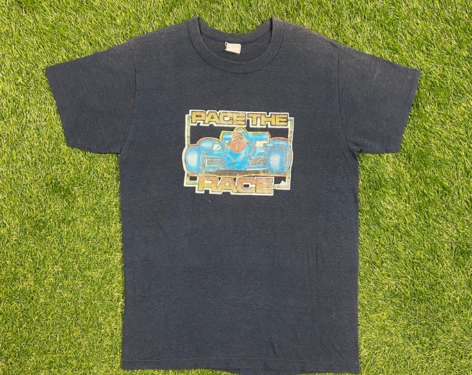 Vintage Pace the Race T Shirt Tee Size Small Classic Car Speedway NASCAR Daytona 500 Motorsports 1970s 70s