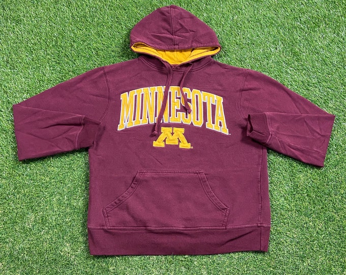 Vintage University of Minnesota Golden Gophers Hoodie Sweatshirt Size Medium M NCAA College Football 1990s 90s Pull Over Oversized
