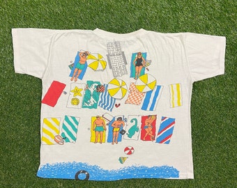 Vintage Amerika Blau T-Shirt T-Shirt Größe Medium M USA Amerikanische Flagge Vereinigte Staaten von Amerika Stars and Stripes 90er Jahre