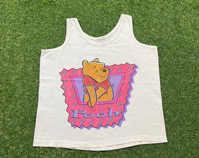 Vintage Winnie The Pooh Tank Top T Shirt Tee Size Small S Walt Disney Classic Cartoon Mickey Mouse Pooh 1990s 90s