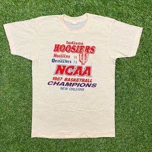 Vintage Indiana Hoosiers 1987 NCAA Champions T Shirt Tee Size Xtra Small Xs College Basketball IU University 1980s 80s