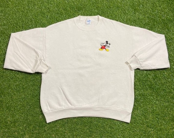 Vintage Mickey Mouse Crewneck Sweatshirt Made USA Size Large L Walt Disney World Magic Kingdom 1990s Classic 90s Magic Pull Over