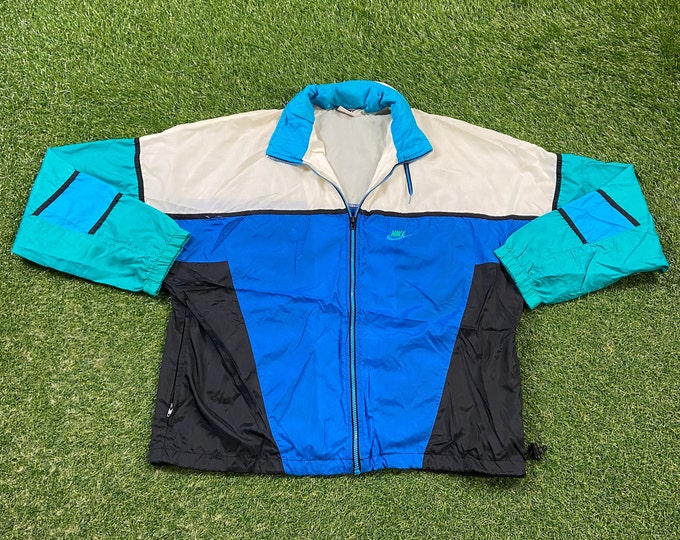 Vintage Nike Windbreaker Jacket Zip Up Jacket Just Do It! Sportswear Size Large L Athletic Wear Classic 90s 1990s Light Rain Jacket Coat