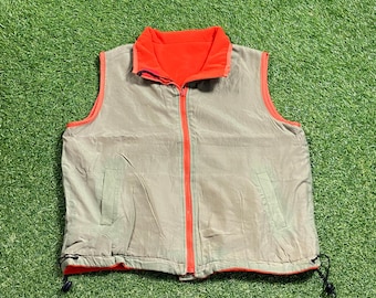 Vintage FUDA Sport Reversible Winter Athletic Vest Jacket Size Large L Warm Zipper Jacket Raincoat Fleece Coat Hiking Coat 1990s 90s