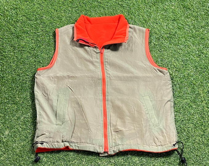 Vintage FUDA Sport Reversible Winter Athletic Vest Jacket Size Large L Warm Zipper Jacket Raincoat Fleece Coat Hiking Coat 1990s 90s