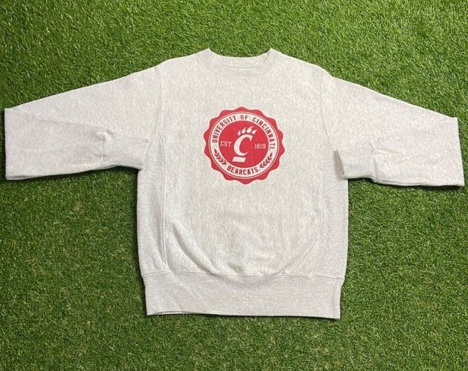 Vintage University of Cincinnati Bearcats Crewneck Sweatshirt Champion Size XS Ohio NCAA Football Basketball 1990s 90s Pull Over Oversized