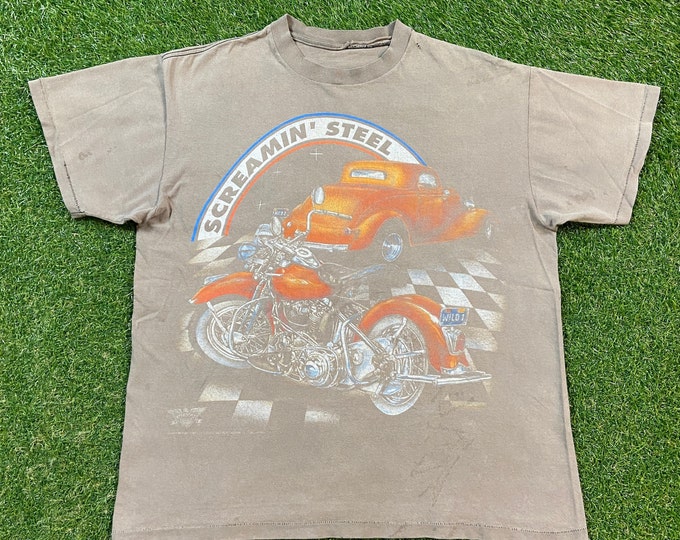 Vintage Screamin' Steel T Shirt Tee Size Xtra Large XL American Cycles Bike Week Harley Davidson 3D Eagle Motorcycle Biker Albany Georgia
