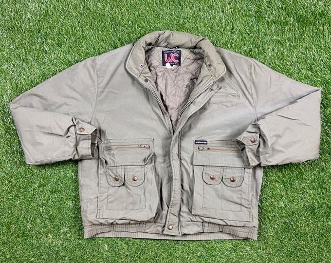 Vintage Weathercraft Jacket Bomber Coat Size Large L Sports Outerwear 1990s 90s Outdoor Hike Overcoat Grey