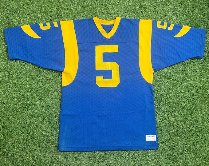 Vintage Los Angeles Rams Jersey Sand Knit Made USA Size Large L NFL Football California St Louis 1980s 80s