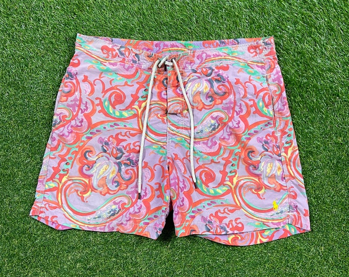 Vintage Polo Ralph Lauren Swim Trunks Size Medium M Quality 90s RL American Apparel Bear S Cycle Swim Board Paisley
