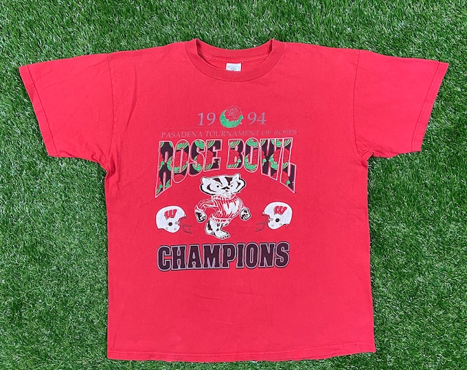 Vintage University of Wisconsin Badgers 1994 Rose Bowl T Shirt Tee Delta Size Xtra Large Made USA NCAA College Basketball Bucky Badger 90s