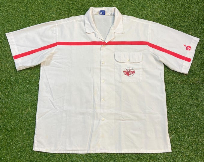 Vintage Minnesota Twins Button Down Shirt Cliff Engle Size Large L MLB Baseball Minneapolis Classic 1990s 90s