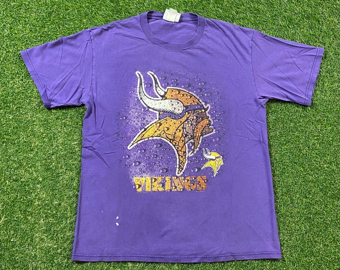 Vintage Minnesota Vikings T Shirt Tee CSA Made USA Size Large L NFL Football Randy Moss Minneapolis 1990s 90s