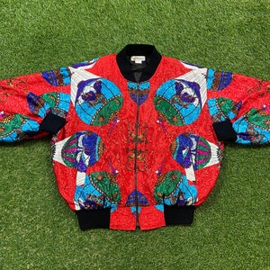 Vintage Multicolor Silk Jacket Metro Size Medium M Quality Great Fit Classic Artsy Fashion 1980s 80s