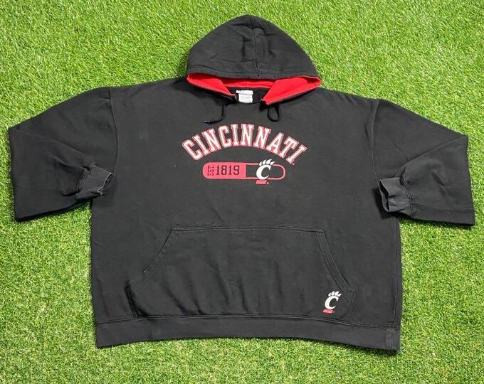 Vintage University of Cincinnati Bearcats Hoodie Sweatshirt Size XXL 2XL Ohio NCAA Football Basketball Pull Over Oversized 1990s 90s
