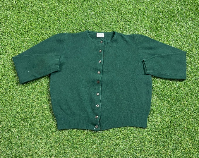 Vintage Green Cardigan Sweater United Colors of Benetton Size Small S 1980s 80s Comfy Button Down