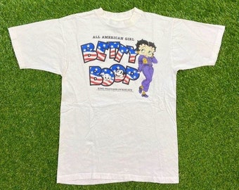 Vintage Betty Boop T Shirt Tee Size Small S Cartoon Animation TV Show Pink Character Film Series 1990s 90s