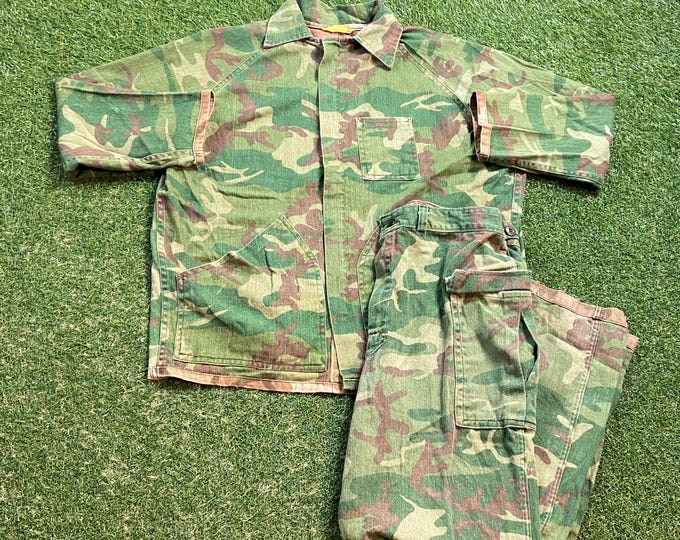 Vintage Camo Reversible Suit Set Ranger Size Large L Jacket Pants Military Army Jacket Quality Warm Hunting Coat Hiking 1990s 90s