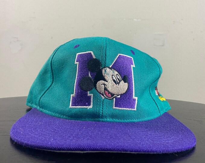 Vintage Mickey Mouse Snapback Hat Cap OSFA Walt Disney World WDW Magic Kingdom Disneyland 1990s 90s