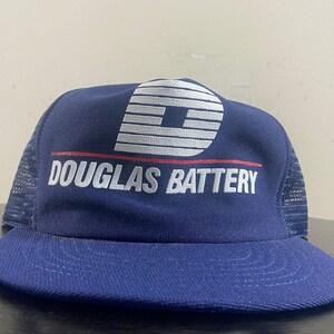 Vintage Douglas Battery Snapback Hat Made USA OSFA Manufacturing Company Classic Trucker Hat Rare Cap 1980s 80s