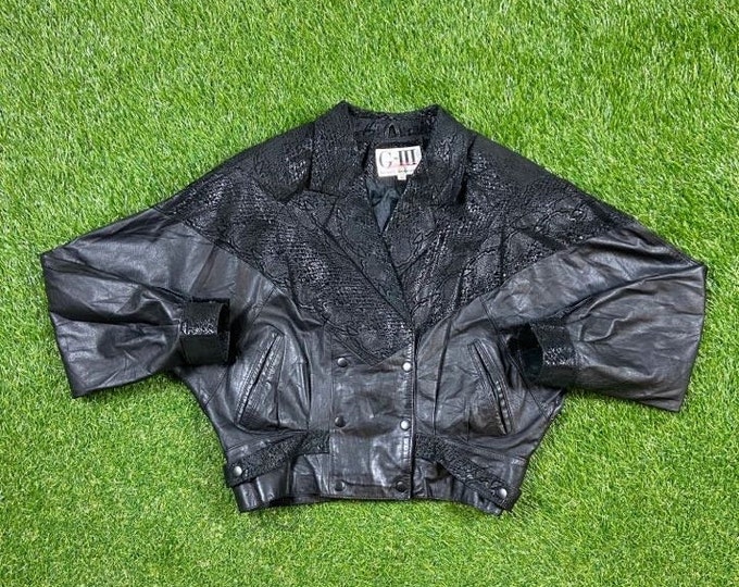 Vintage Black Leather Jacket Size Medium M American Apparel Very Warm Coat Greaser Style Jacket Biker 1980s 80s