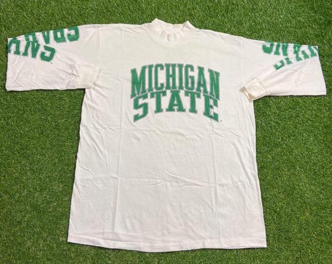 Vintage University of Michigan State Spartans Long Sleeve Shirt Made Usa Size Xtra Large XL NCAA College Football Detroit MSU 1990s 90s