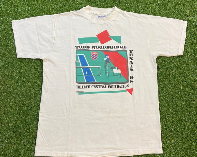 Vintage Todd Woodbridge T Shirt Tee K Swiss Made USA Size Xtra Large XL Serena Williams Andre Agassi Tennis 1990s 90s