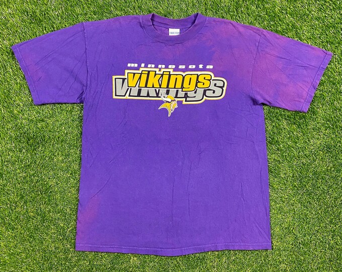 Vintage Minnesota Vikings T Shirt Tee True Fan Sportswear Size Xtra Large XL NFL Football Randy Moss 1990s 90s
