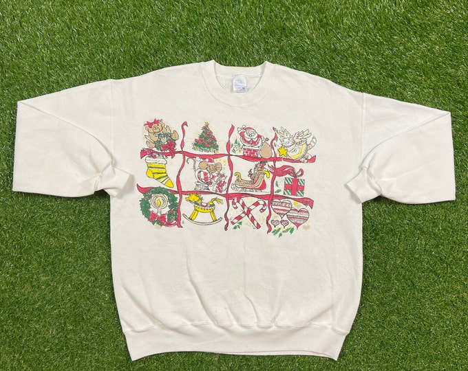 Ugly Christmas Sweater Vintage Tacky Holiday Party Merry Santa Classic Santa Claus Xmas 90s 80s Knit Classic Ornaments Size Xtra Large XL
