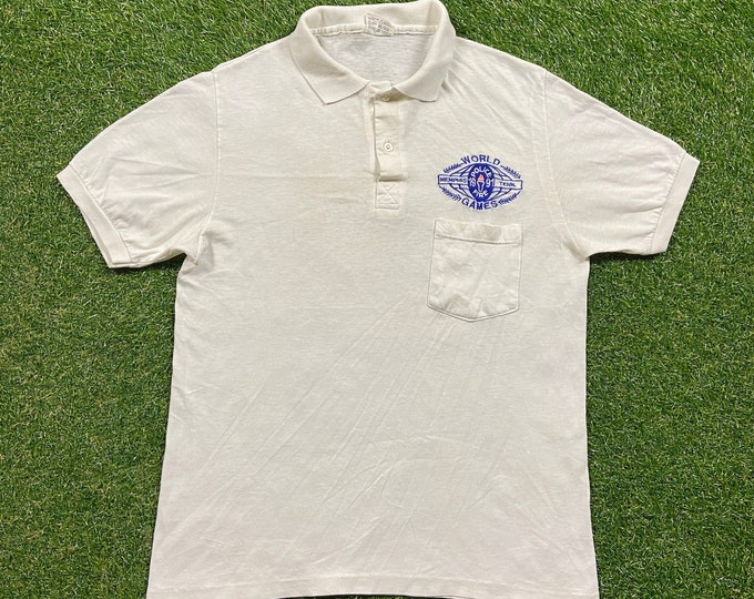 Vintage Police Fire 1991 World Games Polo Shirt Stedman Made USA Size Medium M Memphis Tennessee Police Academy Law Officer Cop Firefighter
