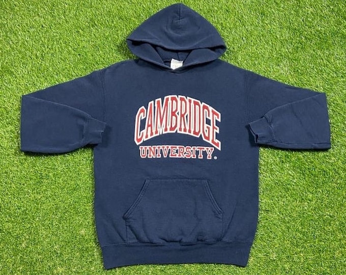 Vintage Cambridge University Hoodie Sweatshirt Size Medium M College Massachusetts Harvard University Classic Law Ivy League 1990s 90s