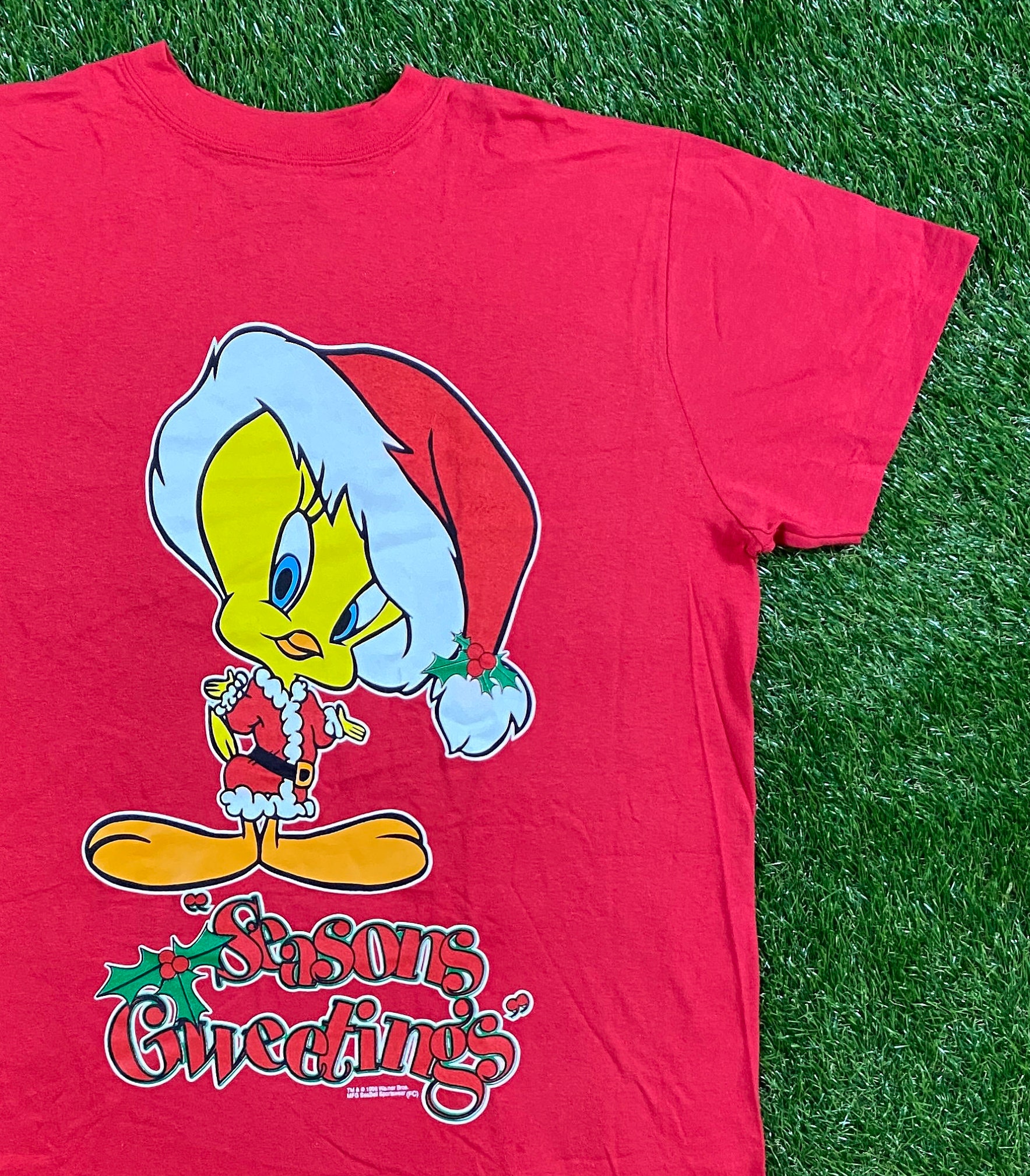 Vintage Tweety Bird Christmas 1996 T Shirt Tee Warner Bros Cartoon Network Size XXL 2XL Looney Tunes for Marilou!!! Vintage Tweety Bird Christmas 1996 T Shirt Tee Warner Bros Cartoon Network Size XXL 2XL Looney Tunes for Marilou!!!