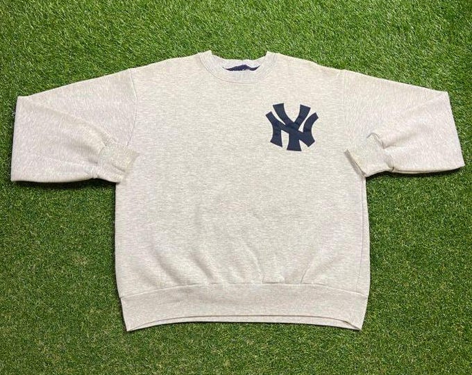 Vintage New York Yankees Crewneck Sweatshirt Made USA Size Large L MLB Baseball NY Bronx Bombers Judge Jeter Pull Over Oversized 1990s 90s