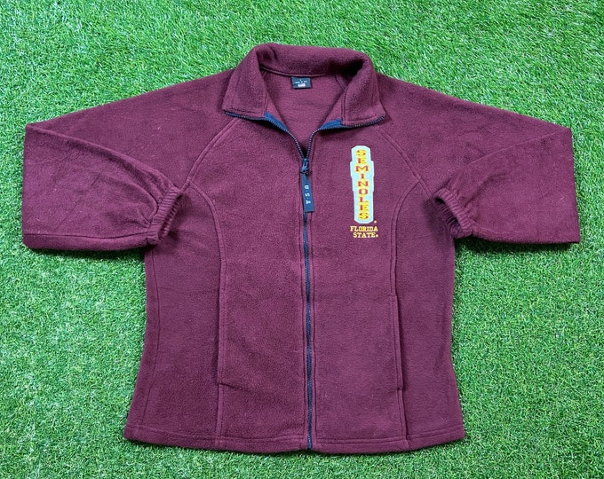 Vintage Florida State University Seminoles Track Sweater Made USA Size Large NCAA College Football FSU 1990s 90s Zip Up Sweater