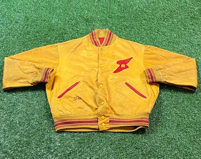 Vintage High School Reversible Varsity Bomber Jacket Size Small S Varsity Style 1980s 80s Classic Sports Coat Jacket