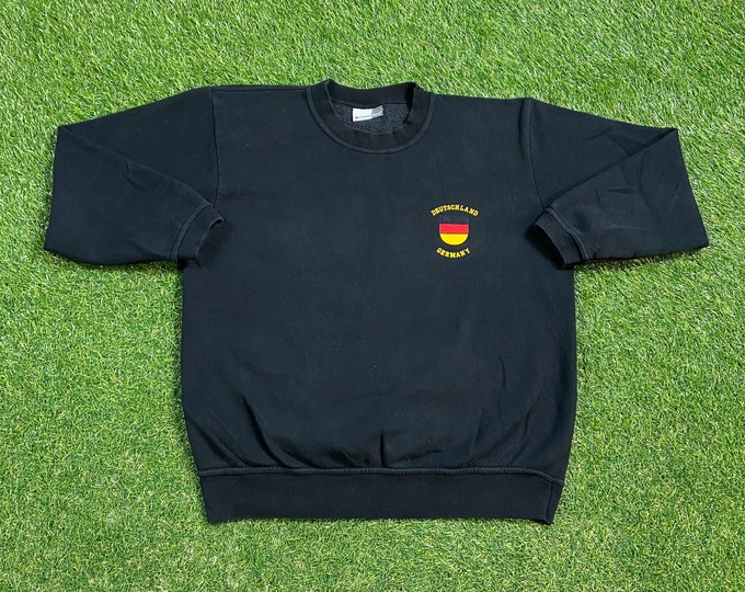 Vintage Deutschland Germany Crewneck Sweatshirt Size Medium M Europe Oktoberfest Munich Berlin Pull 1990s 90s Over Oversized